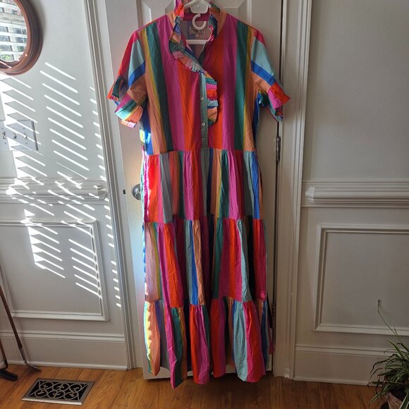 Mille Resort & Travel Dresses & Skirts - Mille Resort &Travel Victoria Ruffle Geometric Coquette Feminine Maxi Women L